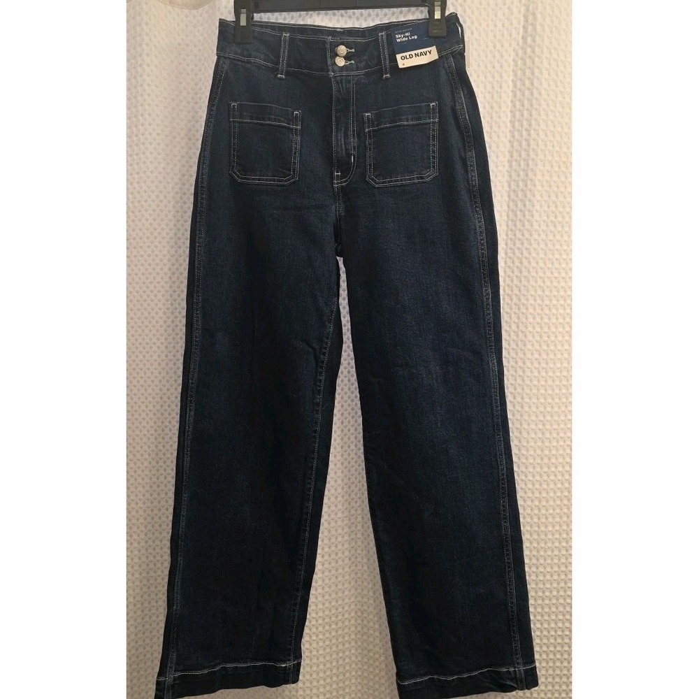 NEW Women Size 4 Sky-Hi Wide‎ Leg Dark Jeans
